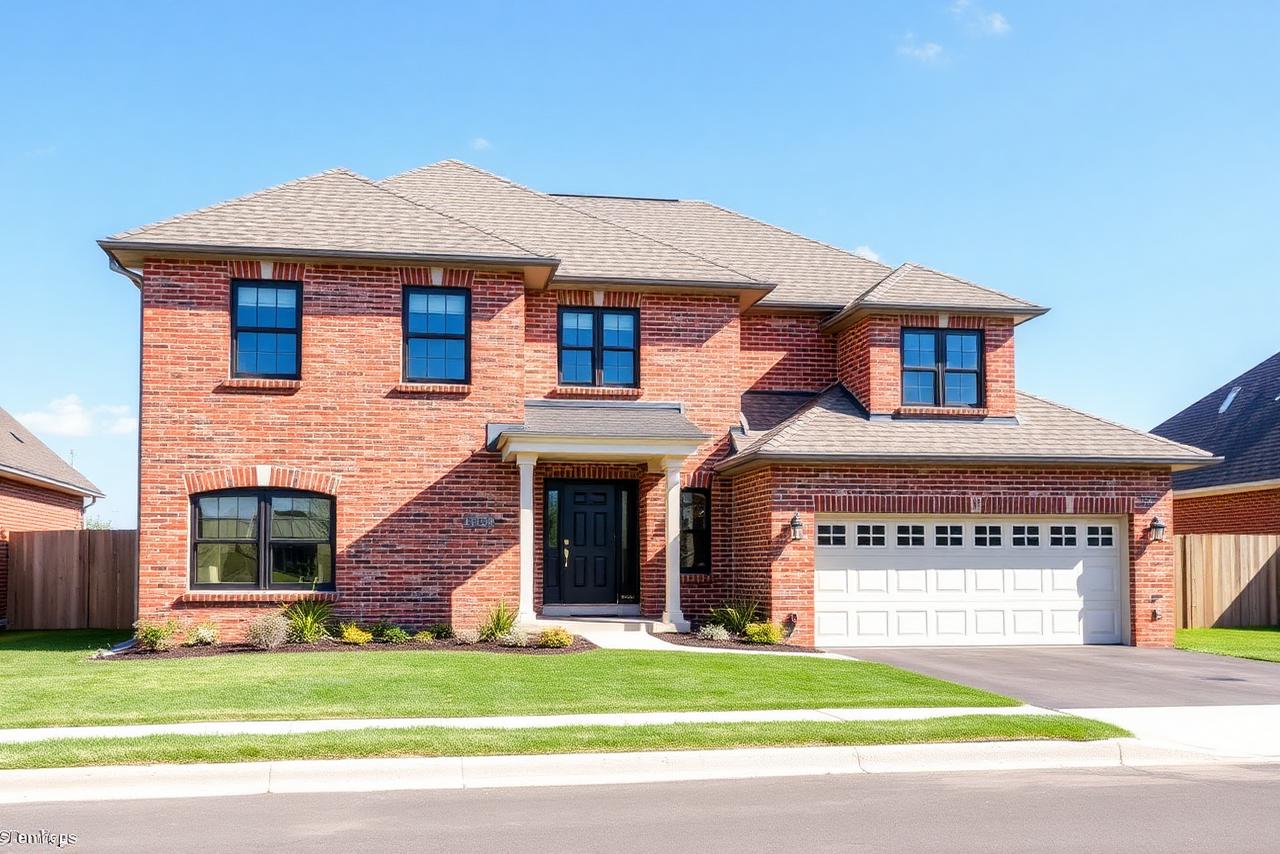 The Poppy model — all-brick elevation with two front doors